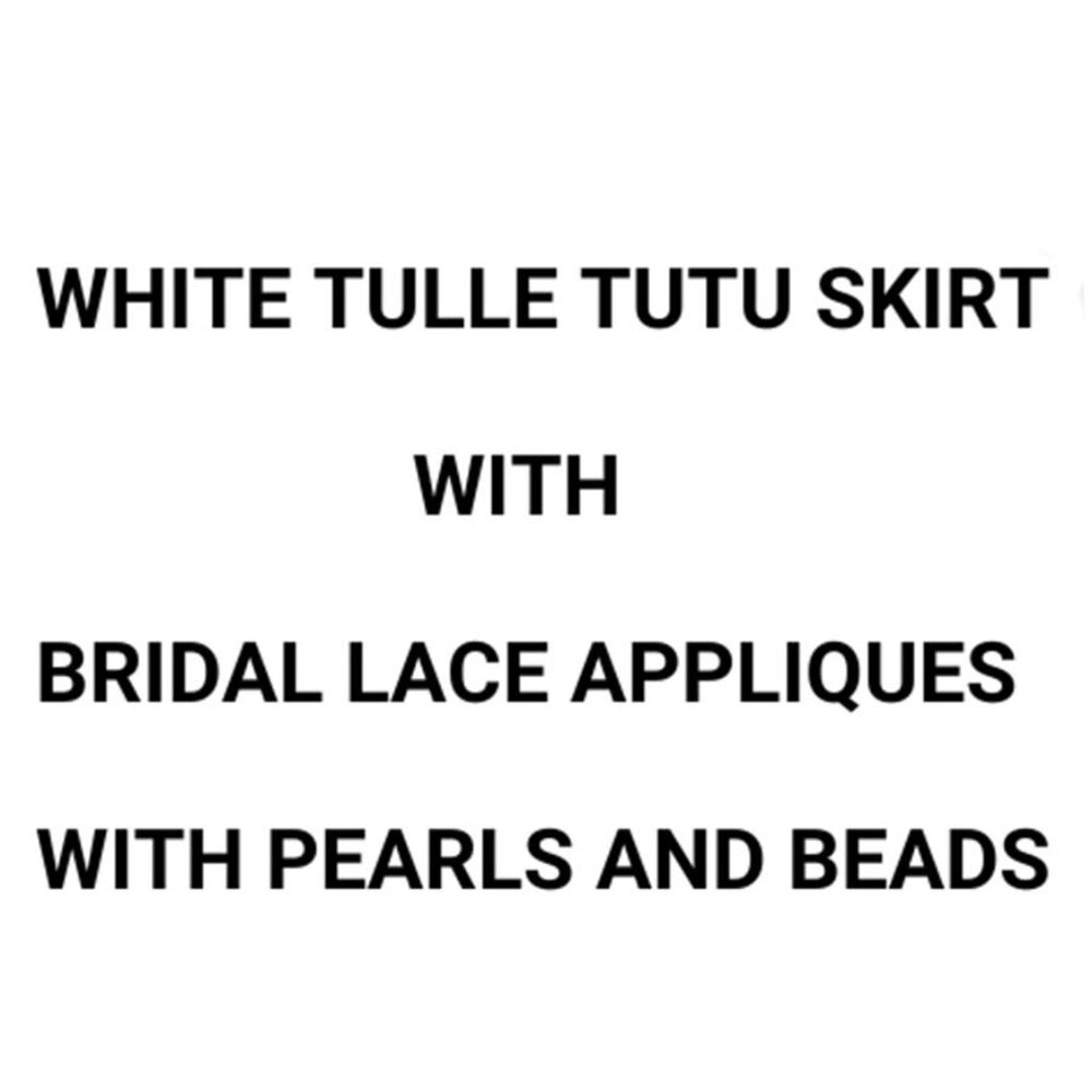 White Bridal Tulle Tutu Skirt Knee Length Lace Appliqués Pearls Beads OS - Picture 9 of 11